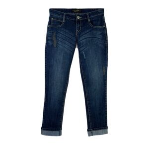 Southpole Women’s Rolled Cuff Medium Wash MidRise Stitch Design Stretch Jeans